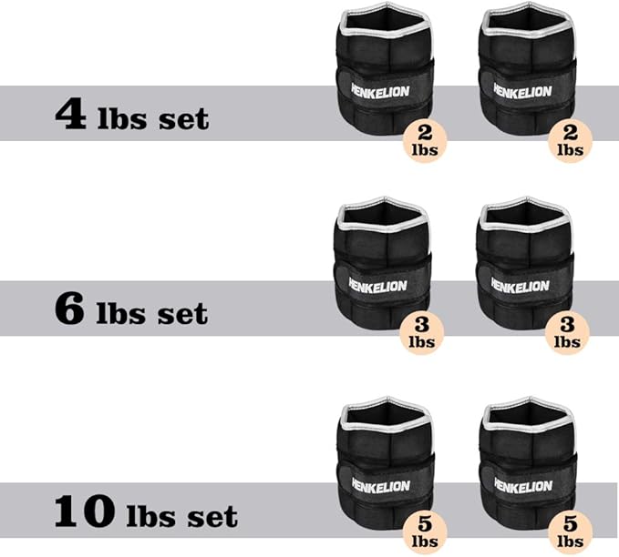 Henkelion Ankle Weights 4, 6, 10 lbs set